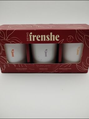 Being Frenshe Mini Reset Candle Trio - White Vessels with Pastel Logos